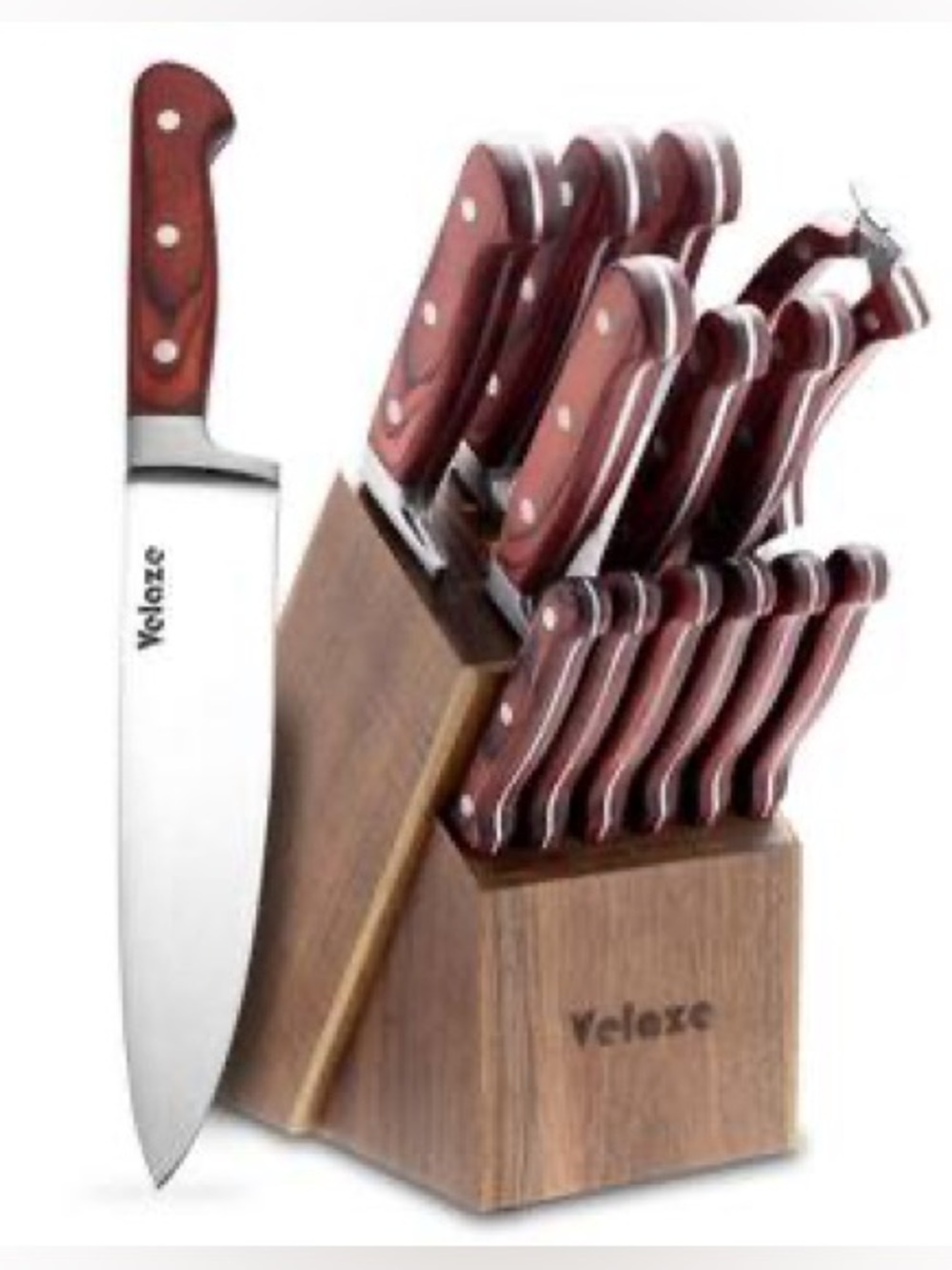 14-Piece Stainless Steel Knife Set with Wooden Block Kitchen Knife Sets